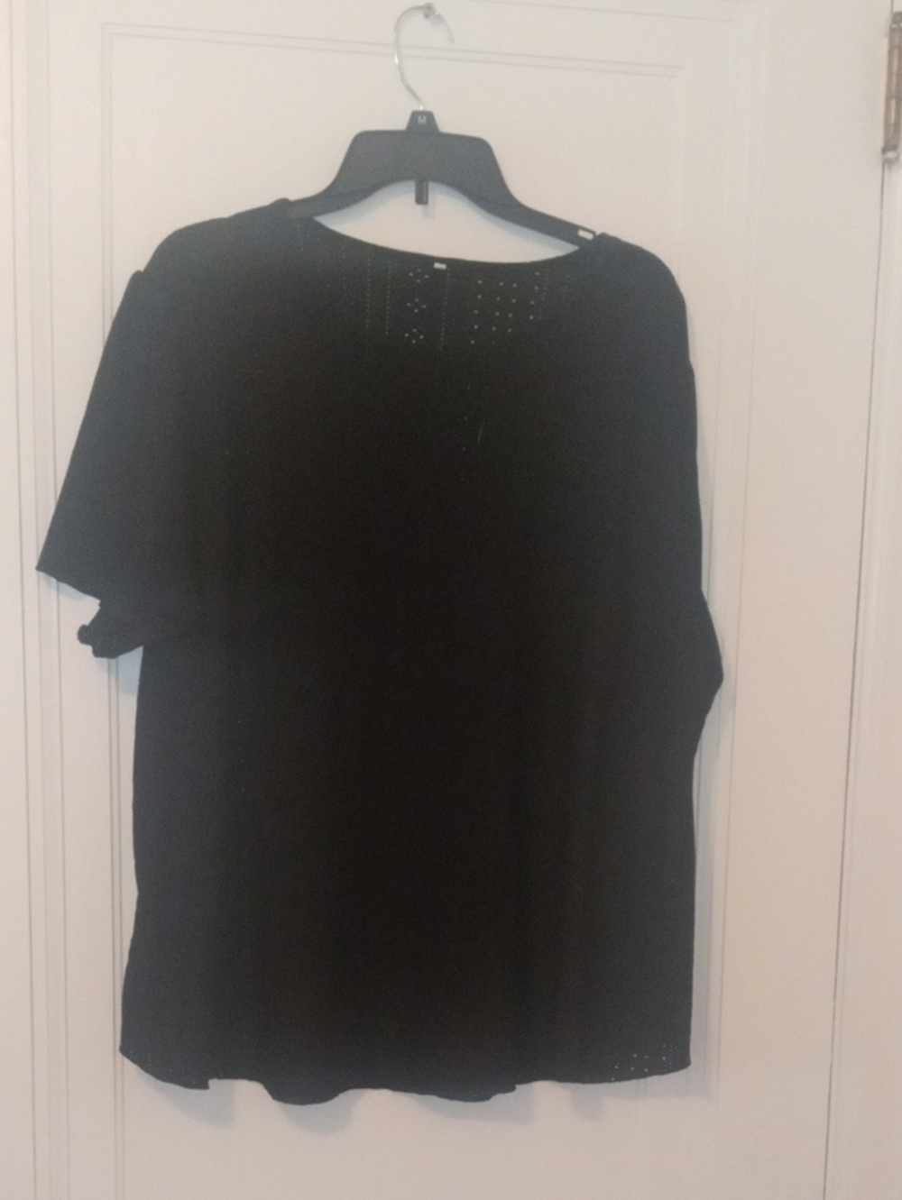 Black eyelet Short Sleeve Top XXL